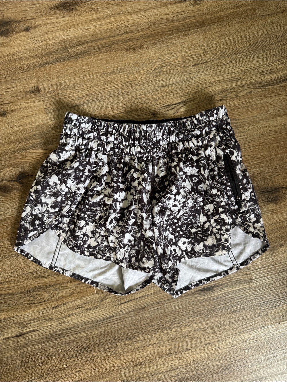 lululemon athletica Black and White Floral Athletic Shorts
